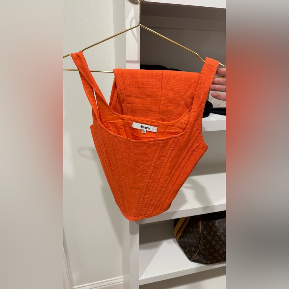 Orange Sleeveless Women's Romper AURETA - Picture 2 of 3
